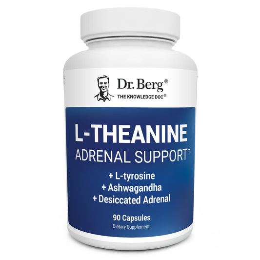 Dr. Berg L-Theanine 200mg - Includes Zinc, Copper, L-Tyrosine, & Ashwagandha – L-Theanine Supplement Adrenal Support - for Relaxation, Stress Relief, and Mental Clarity* – 90 Gelatin Capsules Dr. Berg NutritionalsAU supplements