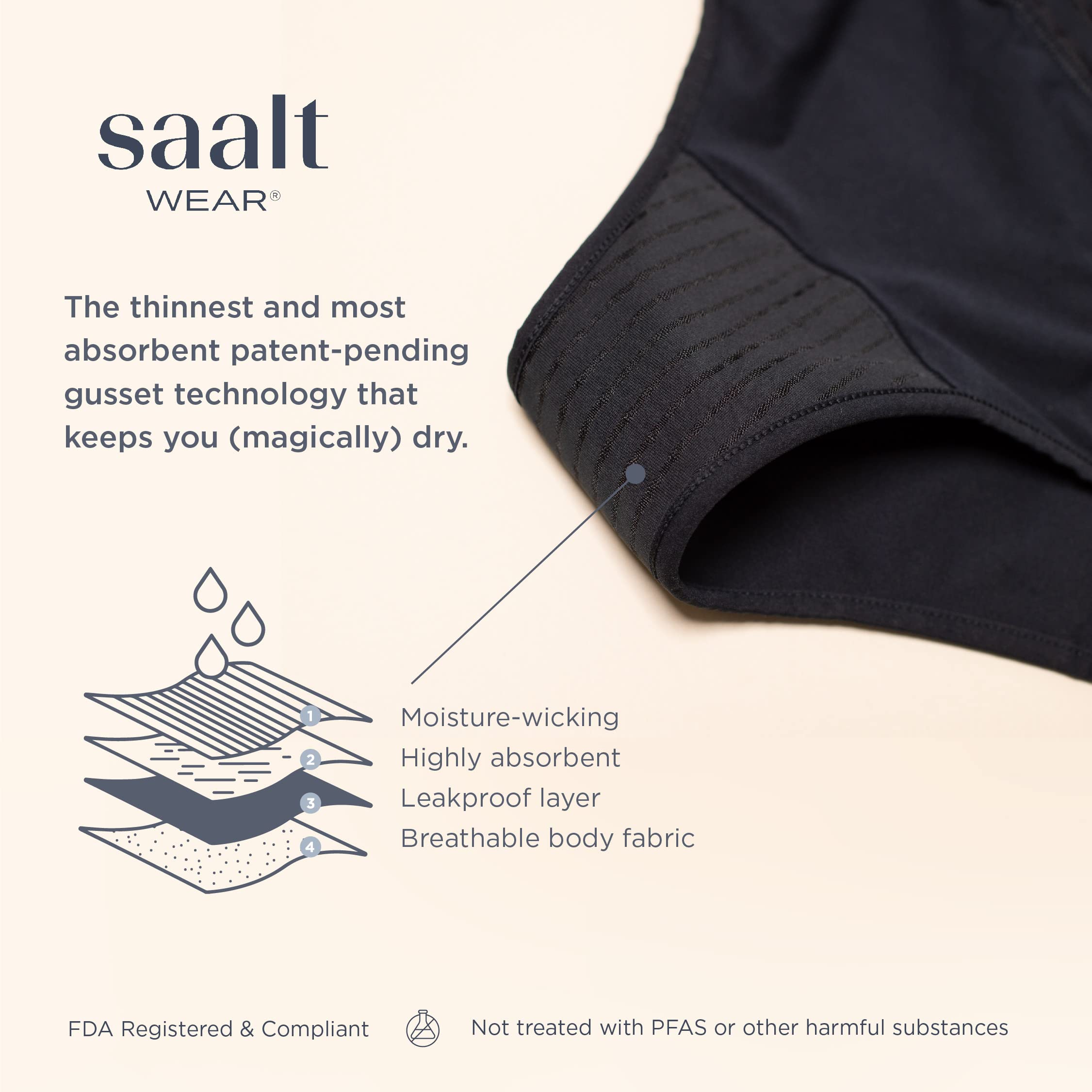 saalt Reusable Period Underwear - Comfortable, Thin, and Keeps You Dry from All Leaks saalt Au supplements