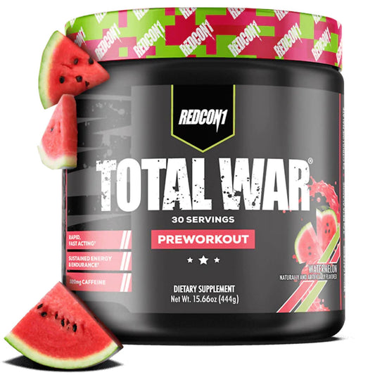 REDCON1 Total War Pre Workout, Watermelon - L Citrulline, Malic Acid, Green Tea Leaf Extract for Pump Boosting Pre Workout for Women & Men - 3.2g Beta Alanine REDCON1US supplements