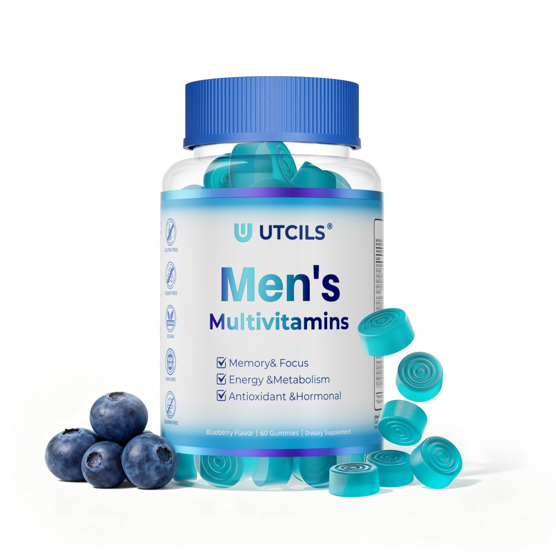 Mens Multivitamin Gummies for Men Daily - Zero Sugar Adult Gummy Vitamins with Saw Palmetto, Omega 3 DHA EPA, Probiotics 5B CFU, CoQ10, Turmeric Ginger for Prostate, Heart, Brain & Energy Support Utcils Au supplements