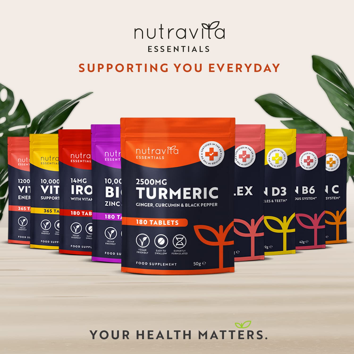 Nutravita Turmeric Tablets 2500mg with Black Pepper & Ginger - 180 High Strength Tumeric Nutravita Au supplements