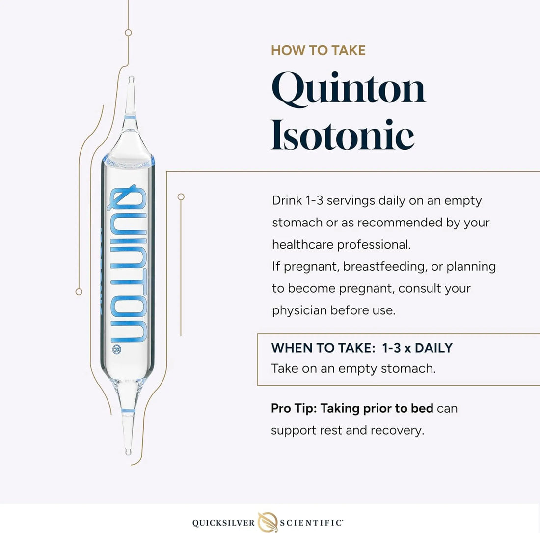 Quicksilver Scientific Original Quinton Isotonic Solution with Sea Water Minerals + Alpine Spring Water - Liquid Hydration, Electrolyte + Multi Minerals Supplement (30 Single Serving Vials) Quicksilver Scientific Au supplements