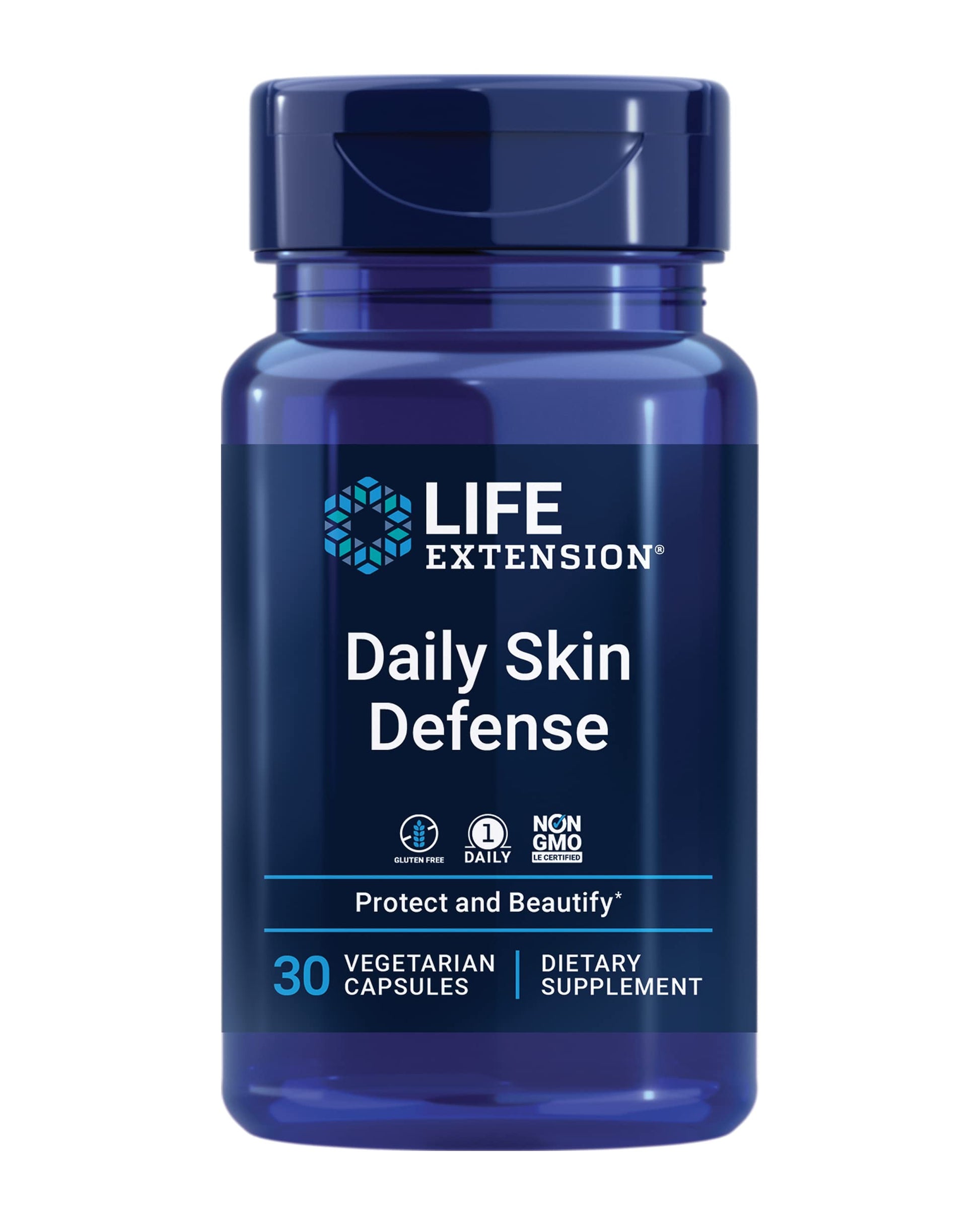 Life Extension Daily Skin Defense, Vitamin C, ceramides, Rosemary, Lemon Verbena, Helps Fight oxidative Stress & The Appearance of Wrinkles, Gluten-Free, Once-Daily, Non-GMO, Vegetarian, 30 Capsules Life Extension Au supplements