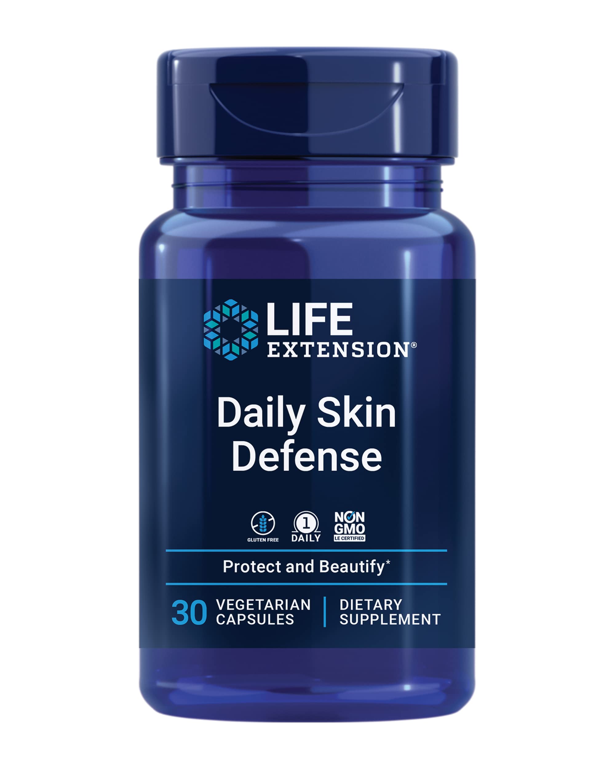 Life Extension Daily Skin Defense, Vitamin C, ceramides, Rosemary, Lemon Verbena, Helps Fight oxidative Stress & The Appearance of Wrinkles, Gluten-Free, Once-Daily, Non-GMO, Vegetarian, 30 Capsules Life Extension Au supplements