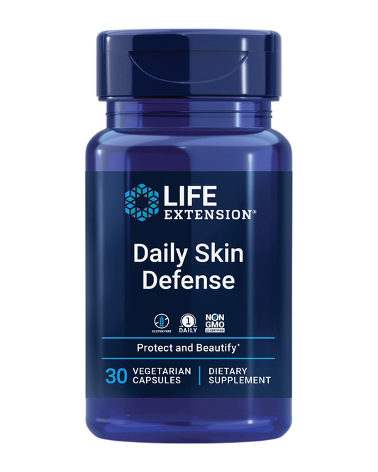 Life Extension Daily Skin Defense, Vitamin C, ceramides, Rosemary, Lemon Verbena, Helps Fight oxidative Stress & The Appearance of Wrinkles, Gluten-Free, Once-Daily, Non-GMO, Vegetarian, 30 Capsules Life ExtensionAu supplements