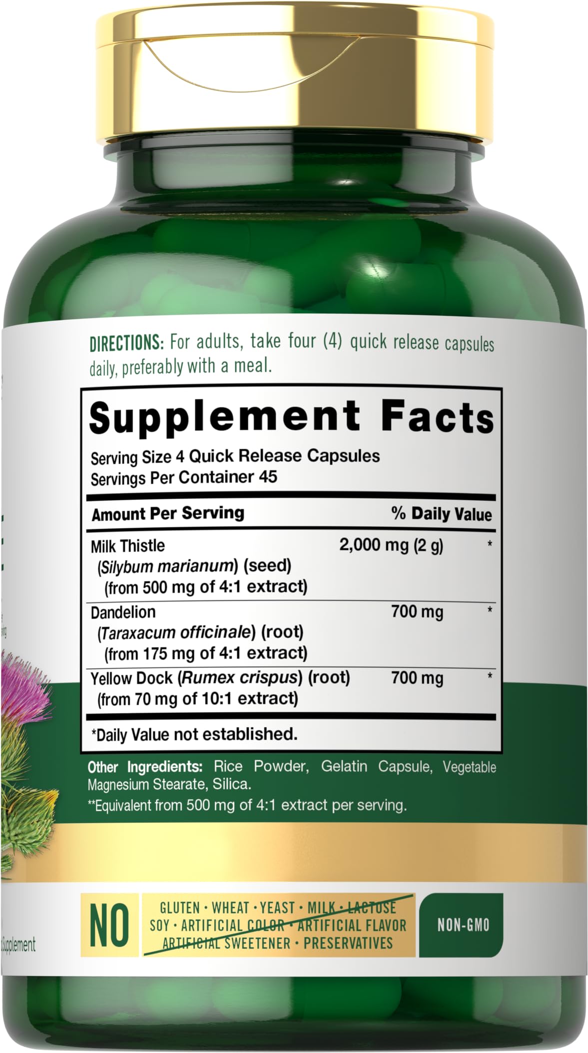 Carlyle Milk Thistle 2000mg | 180 Capsules | with Dandelion & Yellow Dock | Non-GMO Carlyle Au supplements