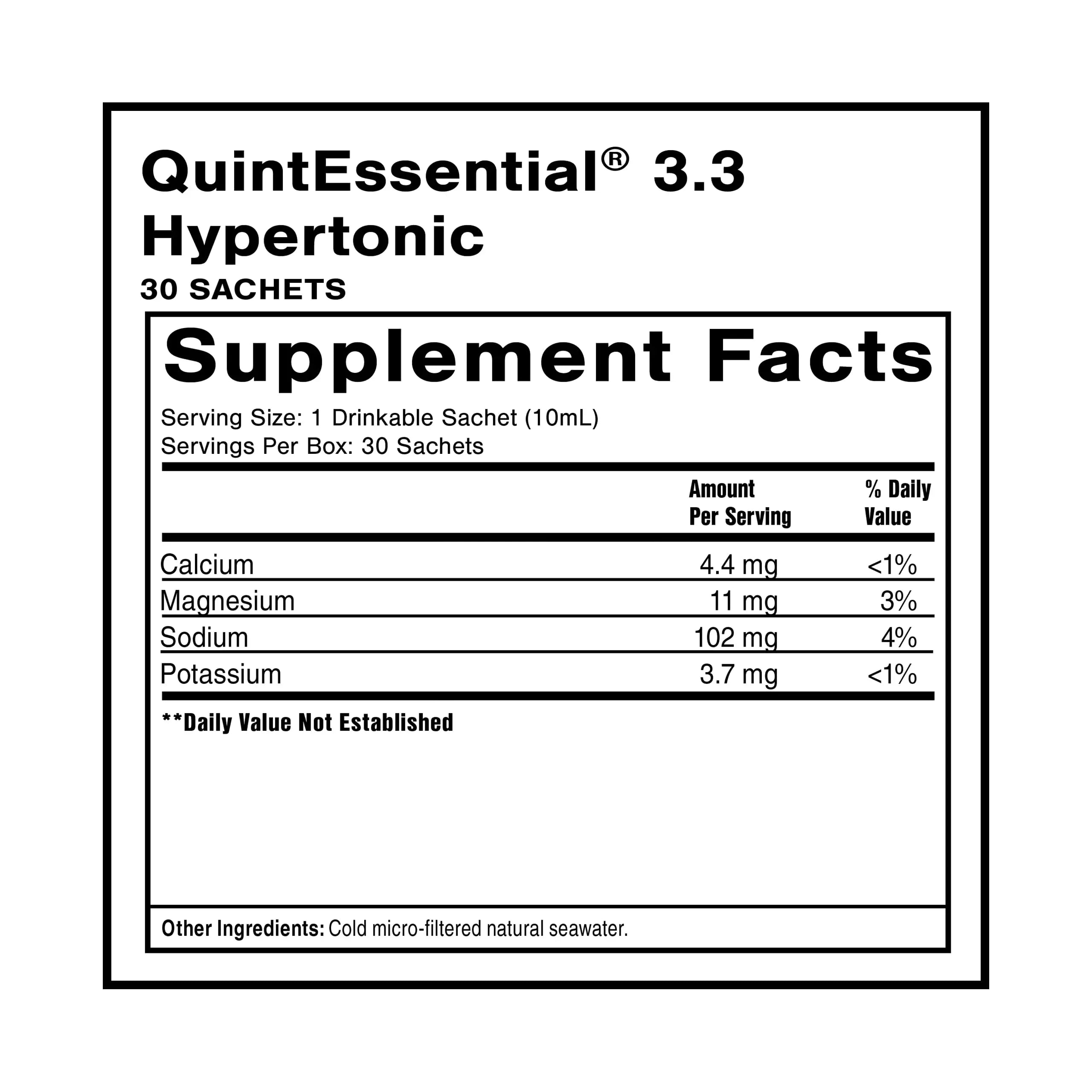 Quicksilver Scientific Quintessential 3.3 Sachets - Hypertonic Solution - Filtered Sea Water Hydration Packets - Liquid Minerals for Muscle Recovery, Stamina + Mineral Replenishment (30 Count) Quicksilver Scientific Au supplements
