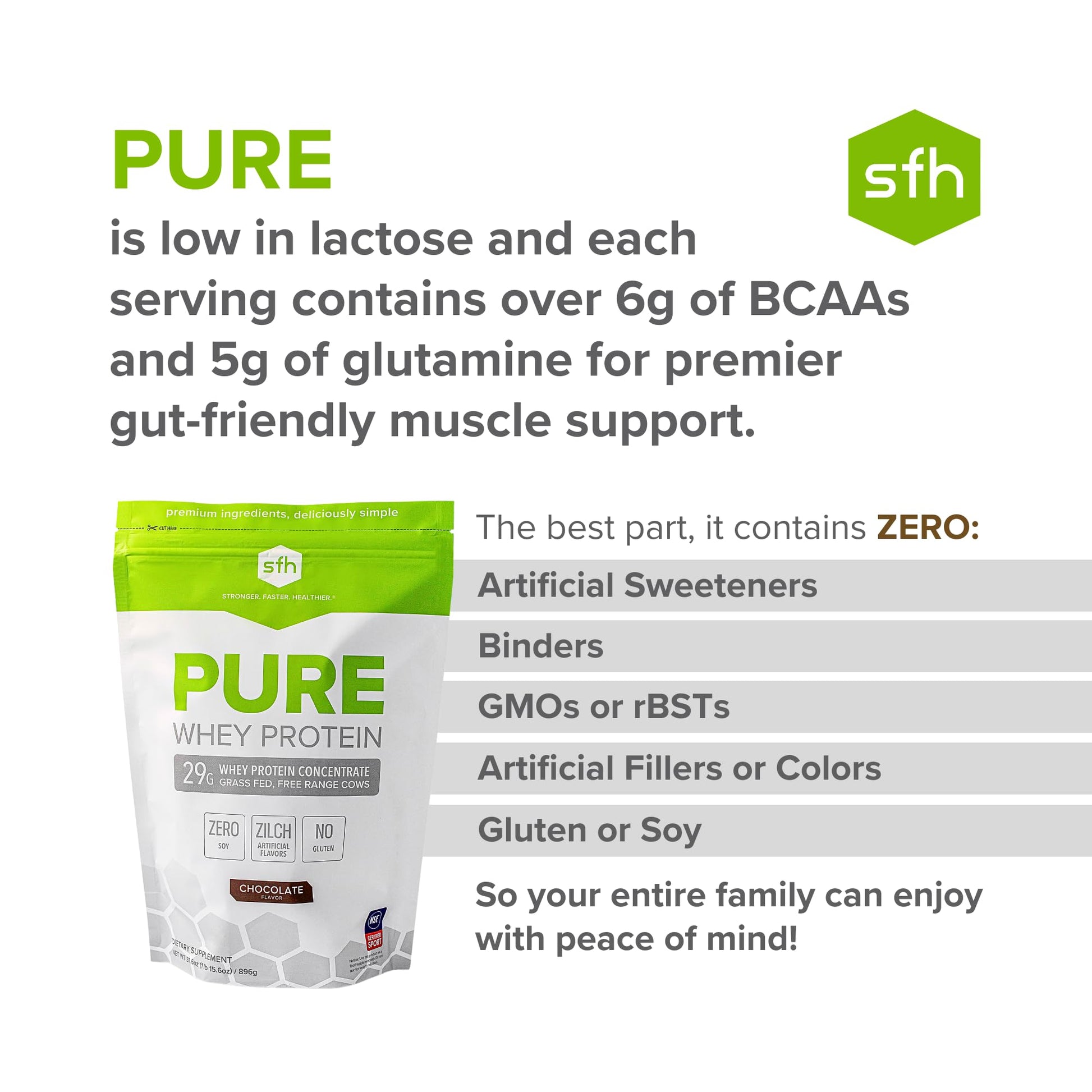 SFH Pure Whey Protein Powder (Chocolate) Best Tasting 100% Grass Fed Whey SFH Au supplements