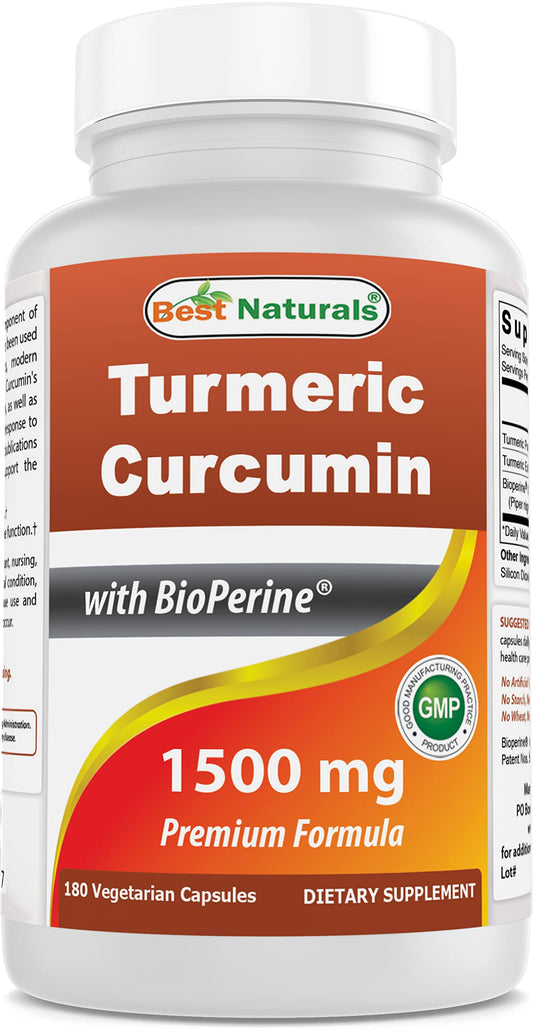 Best Naturals Turmeric Curcumin 1500mg/Serving with Bioperine - 180 Veggie Capsules Best NaturalsUS supplements