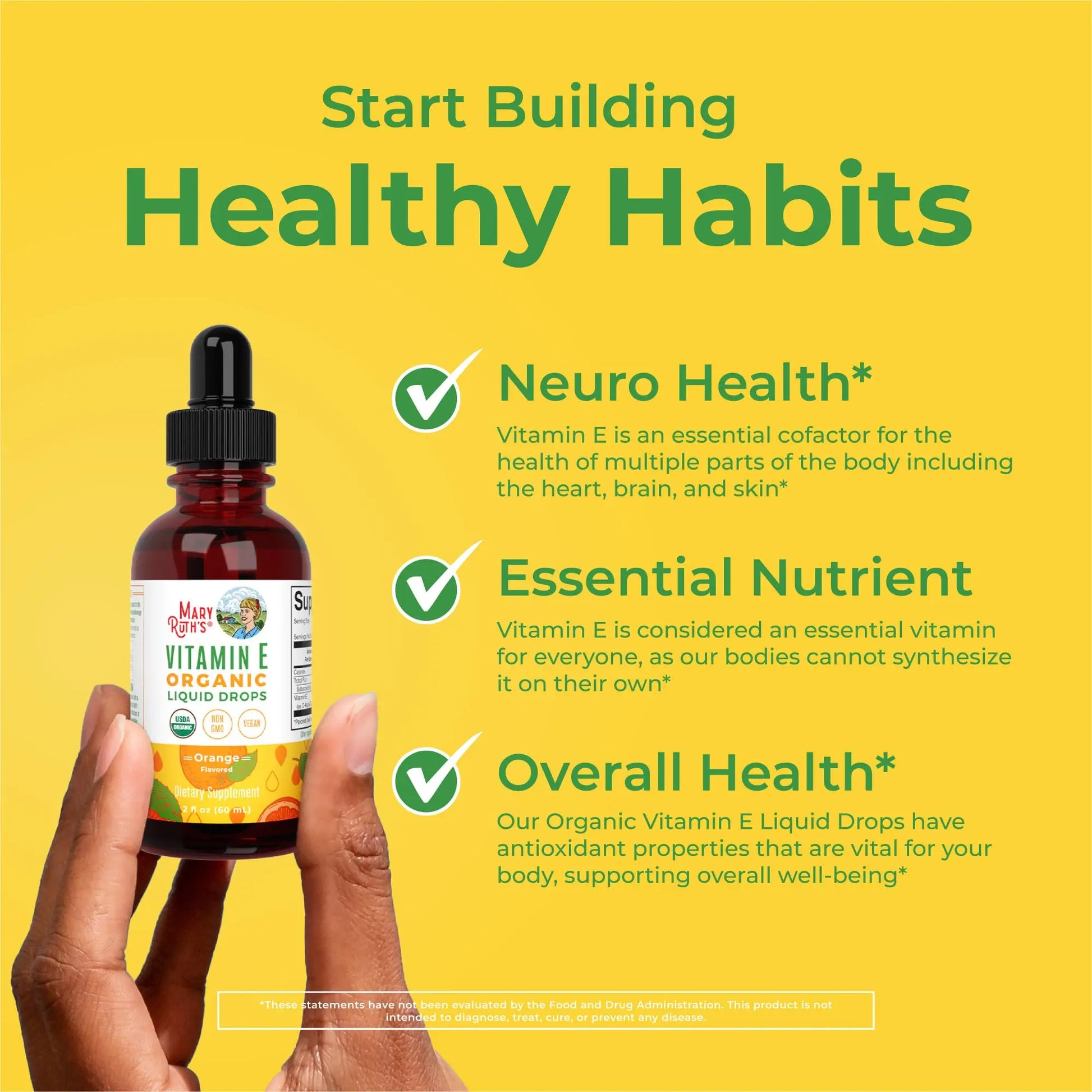 MaryRuth Organics USDA Vitamin E Liquid Drops 2 Month Supply | Bone and Joint Health | Cognitive Health for Adults and Kids | Sugar Free, Vegan, Non-GMO, Gluten Free | 2 Ounces MARYRUTH'S Au supplements