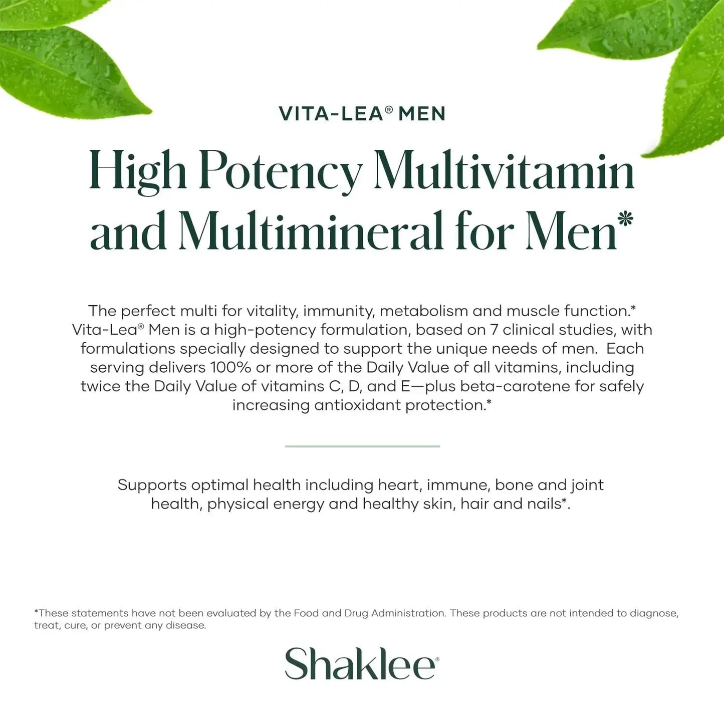 Shaklee - Vita-Lea® Men High Potency Multivitamin and Multimineral - Supports Heart, Immune, Bone, and Joint Health ShakleeAU supplements