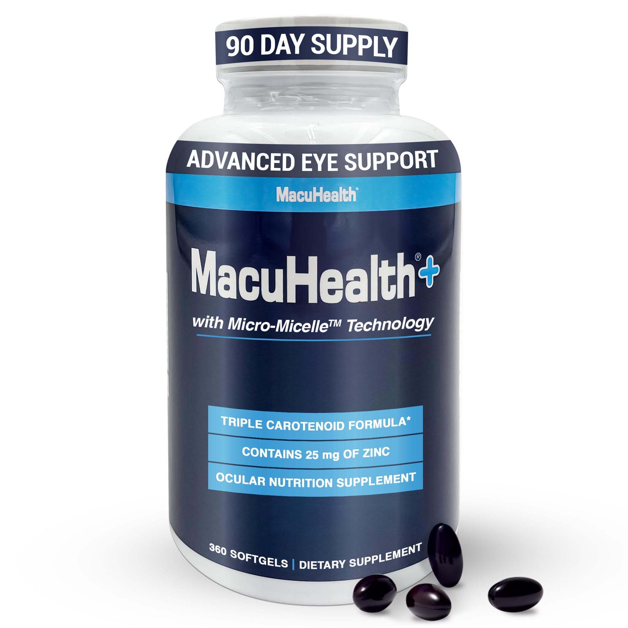 Macuhealth Plus+ Eye Vitamins Supplement for Adults - 90 Day Supply with Lutein, Zeaxanthin, and Meso-Zeaxanthin - Unflavored, Vitamin for Eyes Macuhealth Au supplements
