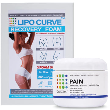 Arnica Montana Bruising & Swelling Cream & LipoCurve Foam Post Surgery Pads Bundle, for Liposuction Post Surgery Recovery & Lymphatic Drainage Bruizex Au supplements