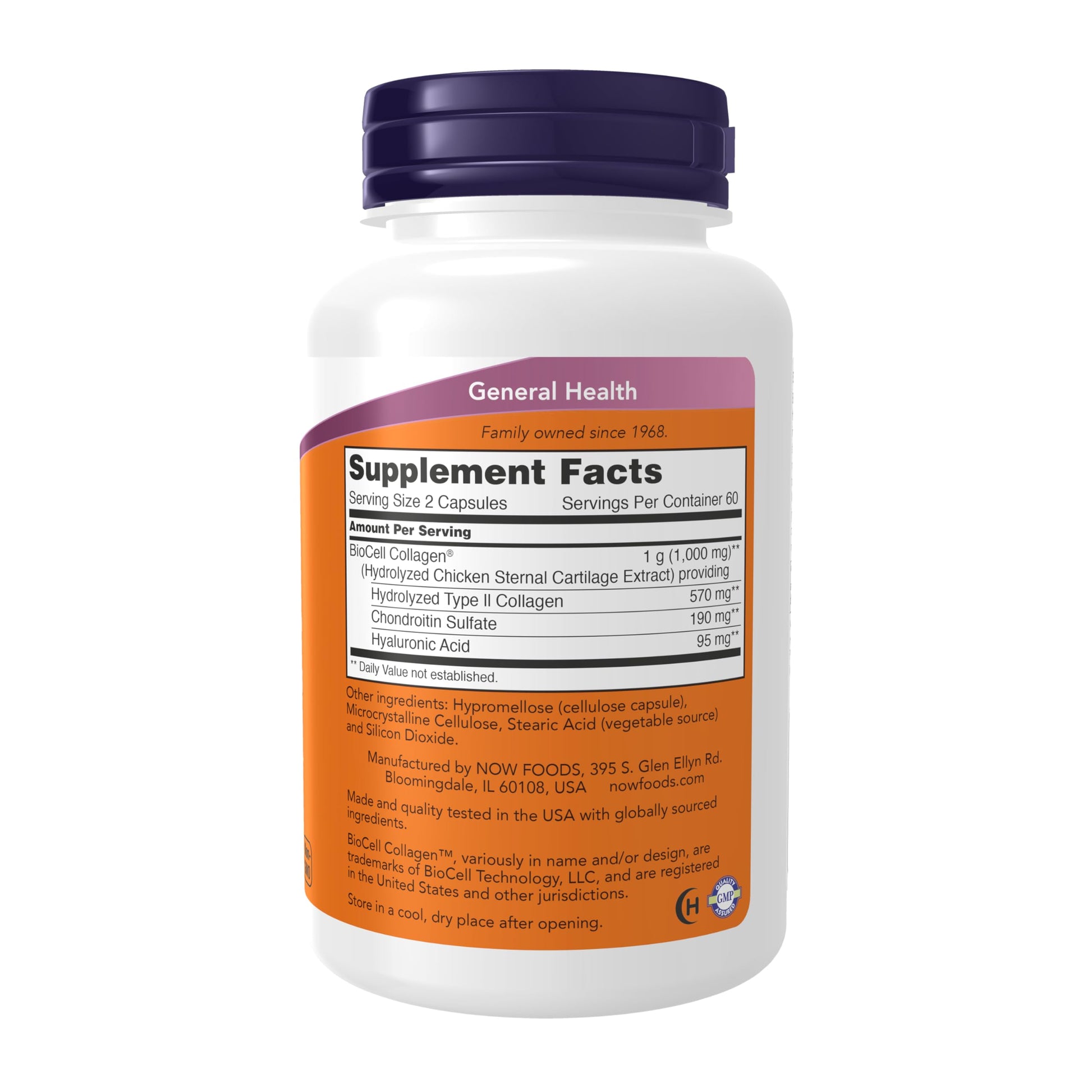 NOW Foods Supplements, BioCell Collagen® Hydrolyzed Type II, Clinically Validated, 120 Veg Capsules NOW Foods Au supplements