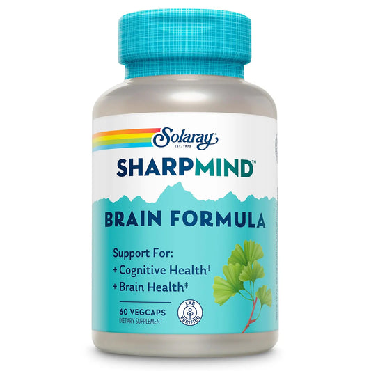 SOLARAY SharpMind Brain Support Formula - Nootropic Brain Supplements - Cognitive and Brain Health Support with Ginkgo Biloba - 60-Day Guarantee, 60 Servings, 60 VegCaps SOLARAYAU supplements
