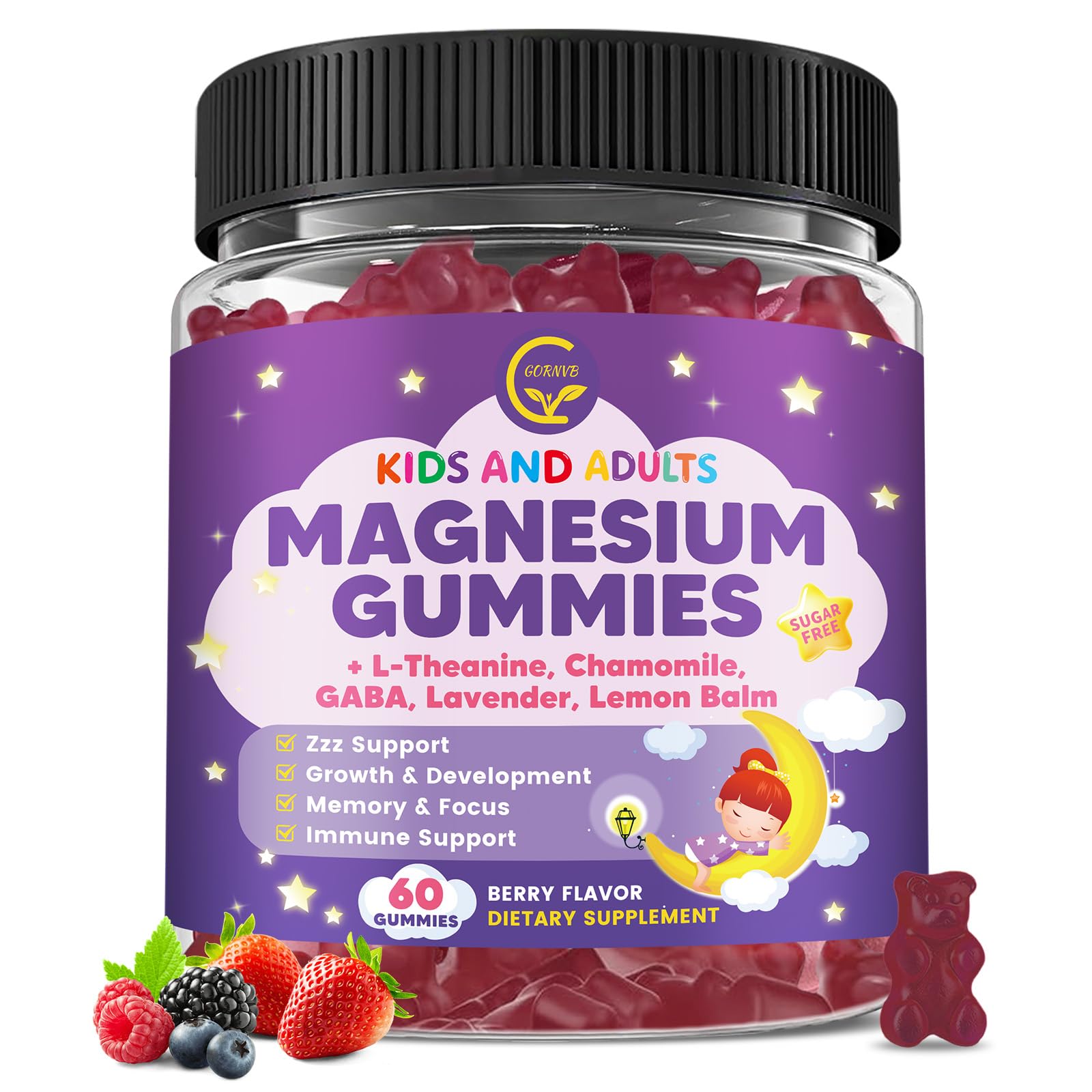 Magnesium Glycinate Gummies 400/200mg for Kids & Adults, NO Melatonin Sleep Aid Magnesium Supplement Gummies with Chamomile, Lavender, L-Theanine & GABA, B6, D3 & K2 for Bone, Relax, Immune Support GORNVB Au supplements