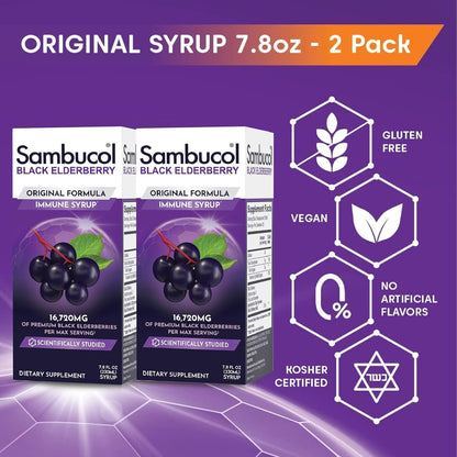 Sambucol Black Elderberry Syrup - Black Elderberry Liquid, Immune Support for Kids and Adults, High Antioxidants, Gluten Free SambucolUS supplements