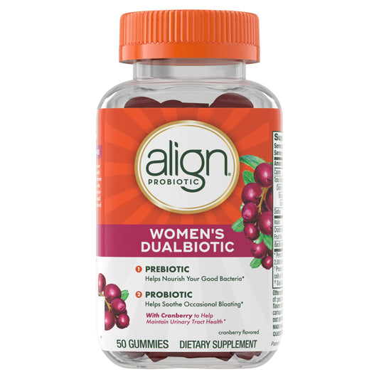 Align Probiotic, Women's Dualbiotic, Womens Probiotic Gummies, Prebiotics and Probiotics for Women, with Cranberry for Urinary Tract Health AlignUS supplements