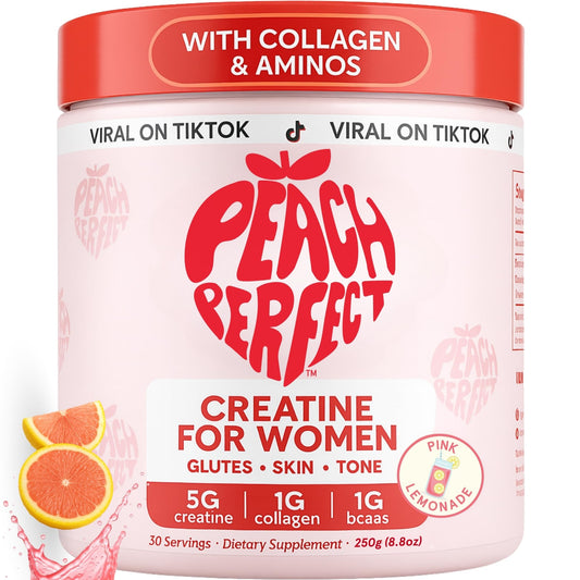 Peach Perfect Creatine Blend for Women – Micronized Creatine Monohydrate with BCAA & Collagen for Glute Strength Support – Pink Lemonade – 30 Servings Peach PerfectUS supplements