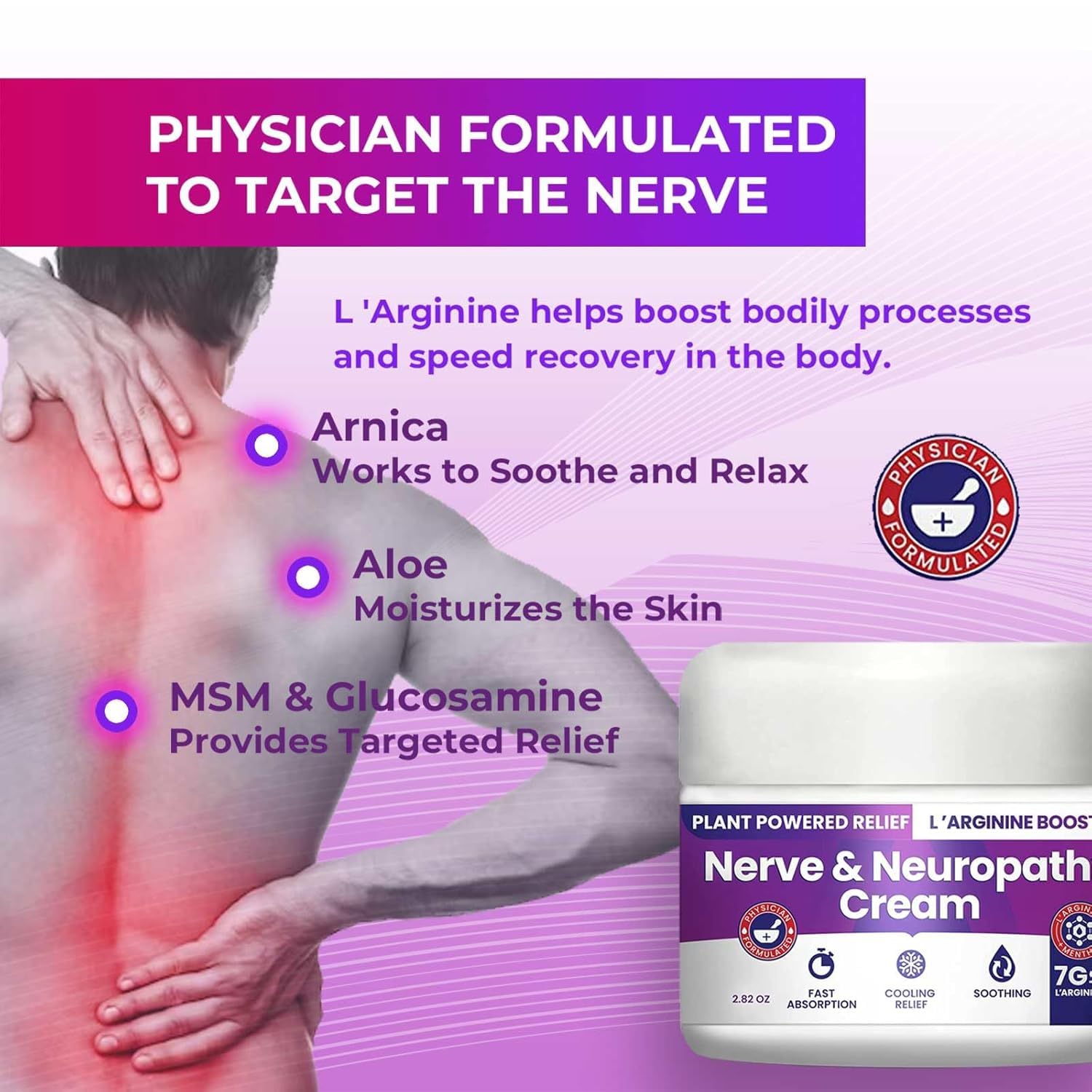 Nerve and Neuropathy Cream – Plant Powered Relief for Foot, Hands, Legs, Toes Includes 7grams of L’Arginine; Vitamin B6, Arnica, Aloe -2.82oz M PAIN MANAGEMENT TECHNOLOGIES Au supplements