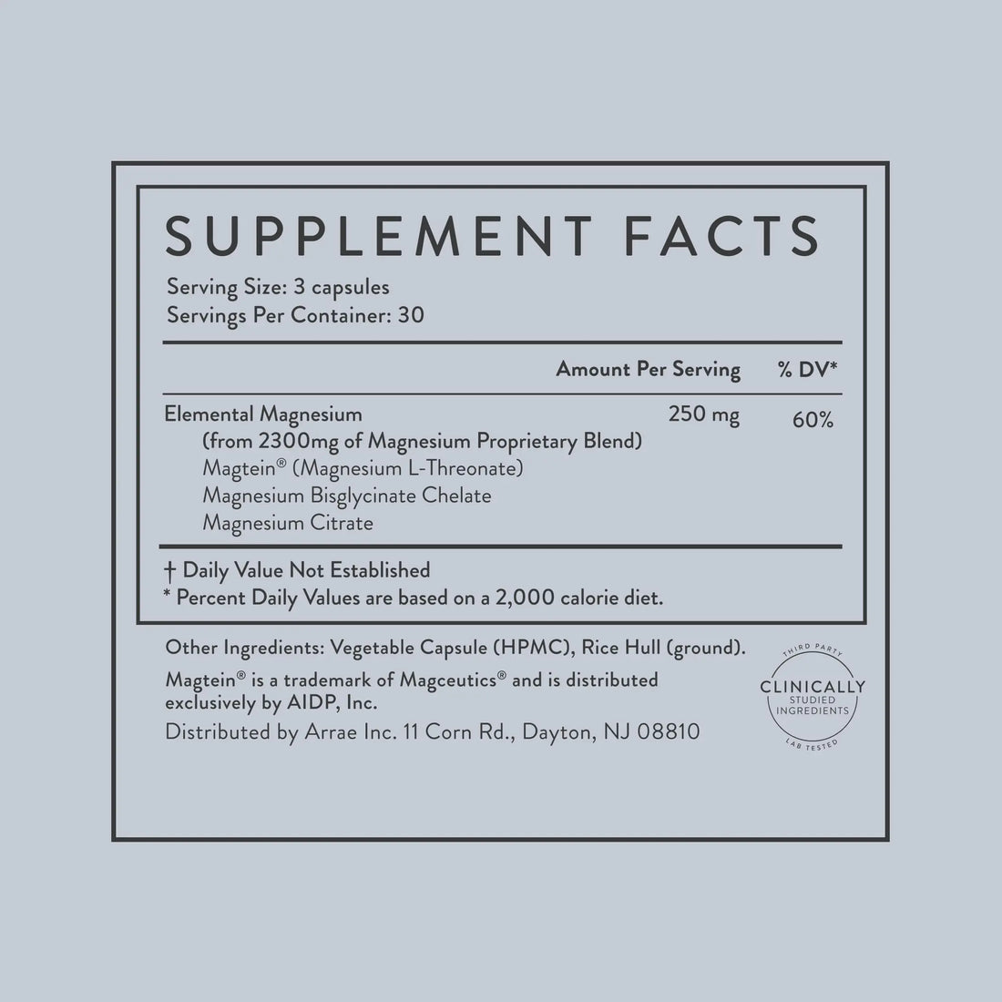 Arrae Magnesium Supplement, Magnesium Glycinate, Citrate & L-threonate, 250 mg, Support Mood, Sleep, Nerves, and Muscles,90 Capsules Arrae uk supplements