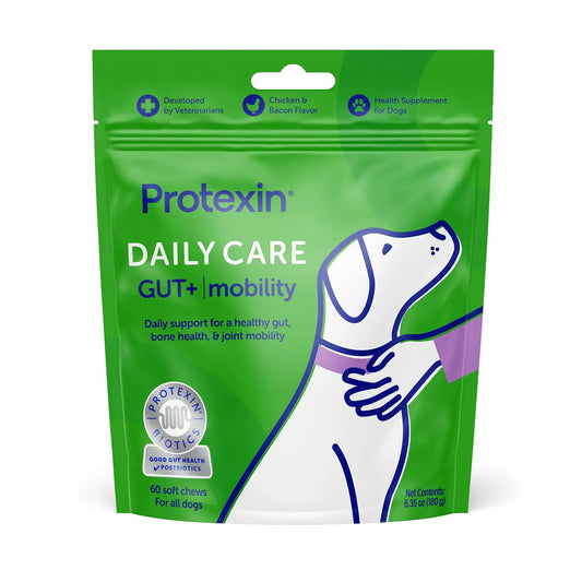 Protexin Daily Care Gut+ Mobility | 60 Dog Chews, Chicken and Bacon Flavor Dog Supplement | Probiotics for Dogs, Dog Postbiotics ProtexinAU supplements