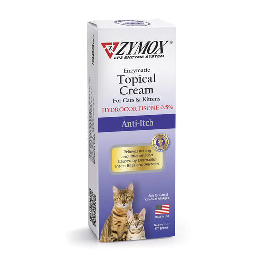 Zymox Enzymatic Topical Cream box for cats and kittens on a white background