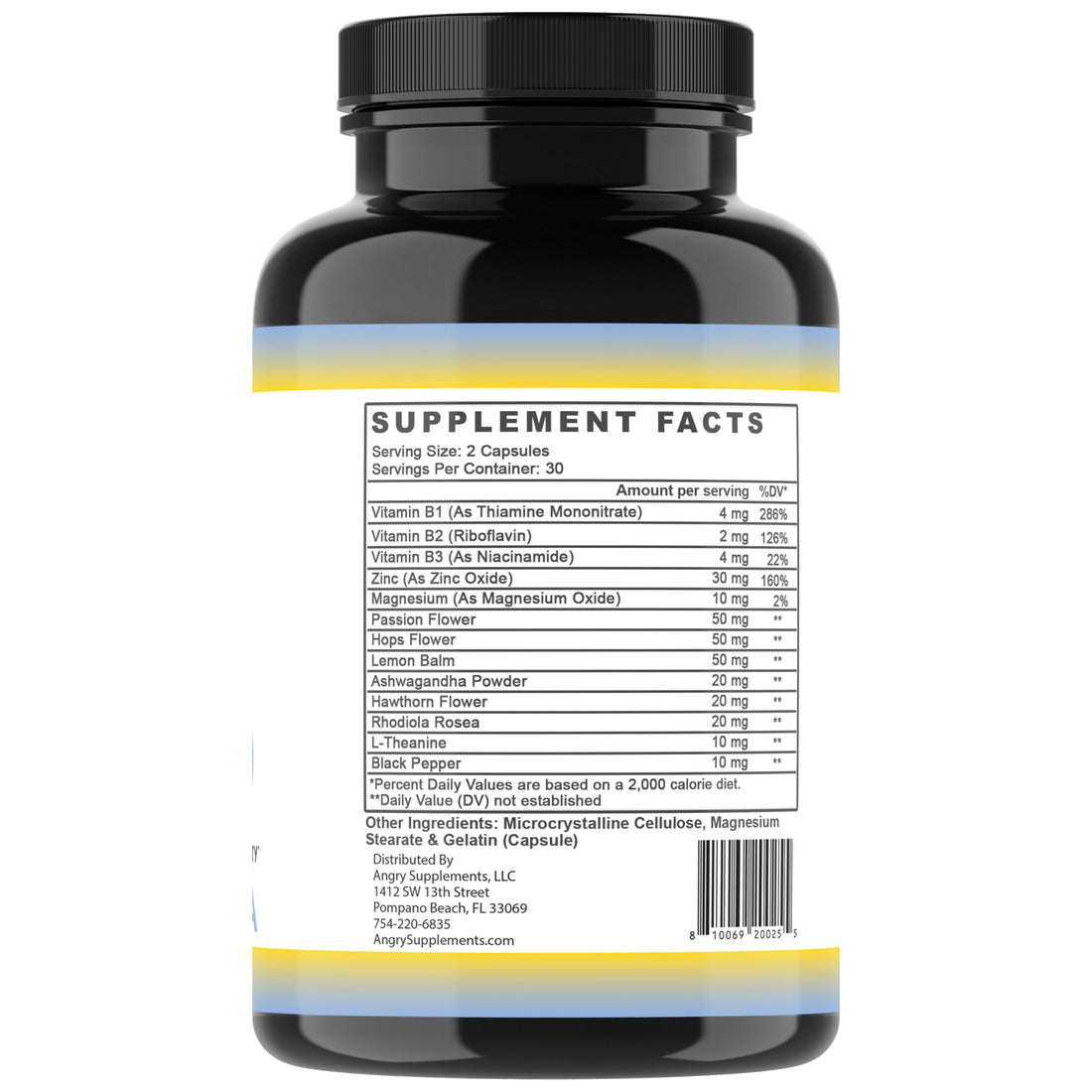 Angry Supplements Stress Less Day-Time Mood Support Pills – Natural Stress Relief with Ashwagandha, Rhodiola, L-Theanine, Magnesium & B Vitamins– Calm Focus & Mental Clarity – 60 Capsules (1-Bottle) Angry Supplements Au supplements