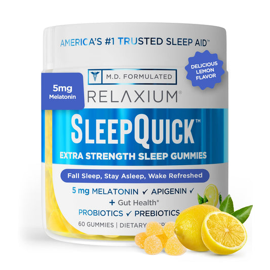 Relaxium SleepQuick Gummies - Sleep Aid + Gut Health & Immune Support, 5 mg Melatonin, Vitamin D-3 + Prebiotic & Probiotic Blend RelaxiumUS supplements