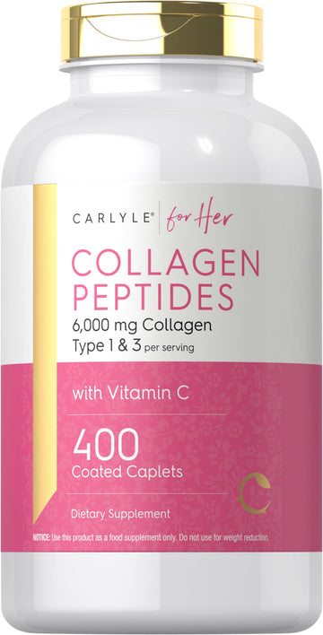 Carlyle Collagen Peptides 6000mg | 400 Caplets | with Vitamin C | Type 1 and 3 | Non-GMO, Gluten Free, Grass Fed Supplement Carlyle Au supplements