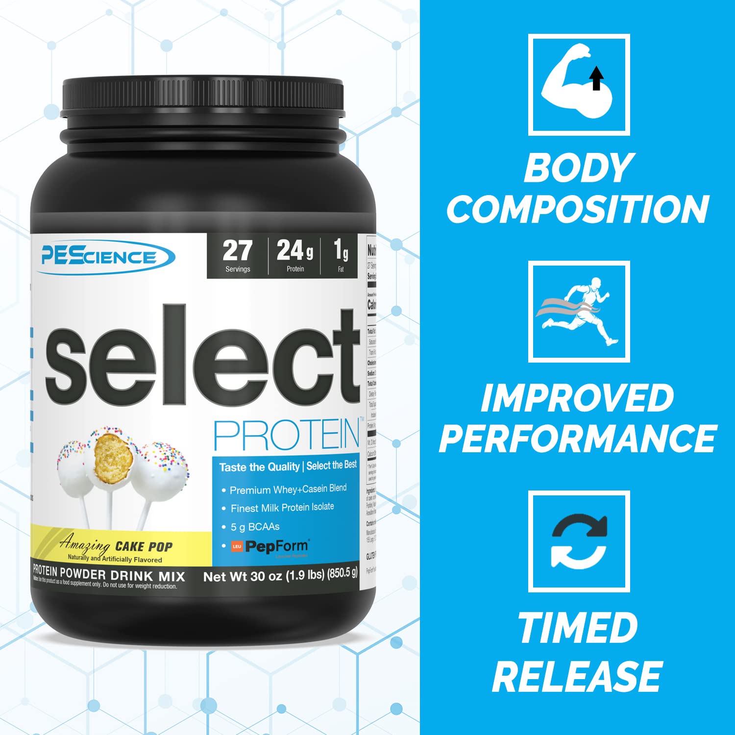 PEScience Select Low Carb Protein Powder, Cake Pop, 27 Serving, Keto Friendly PEScience Au supplements