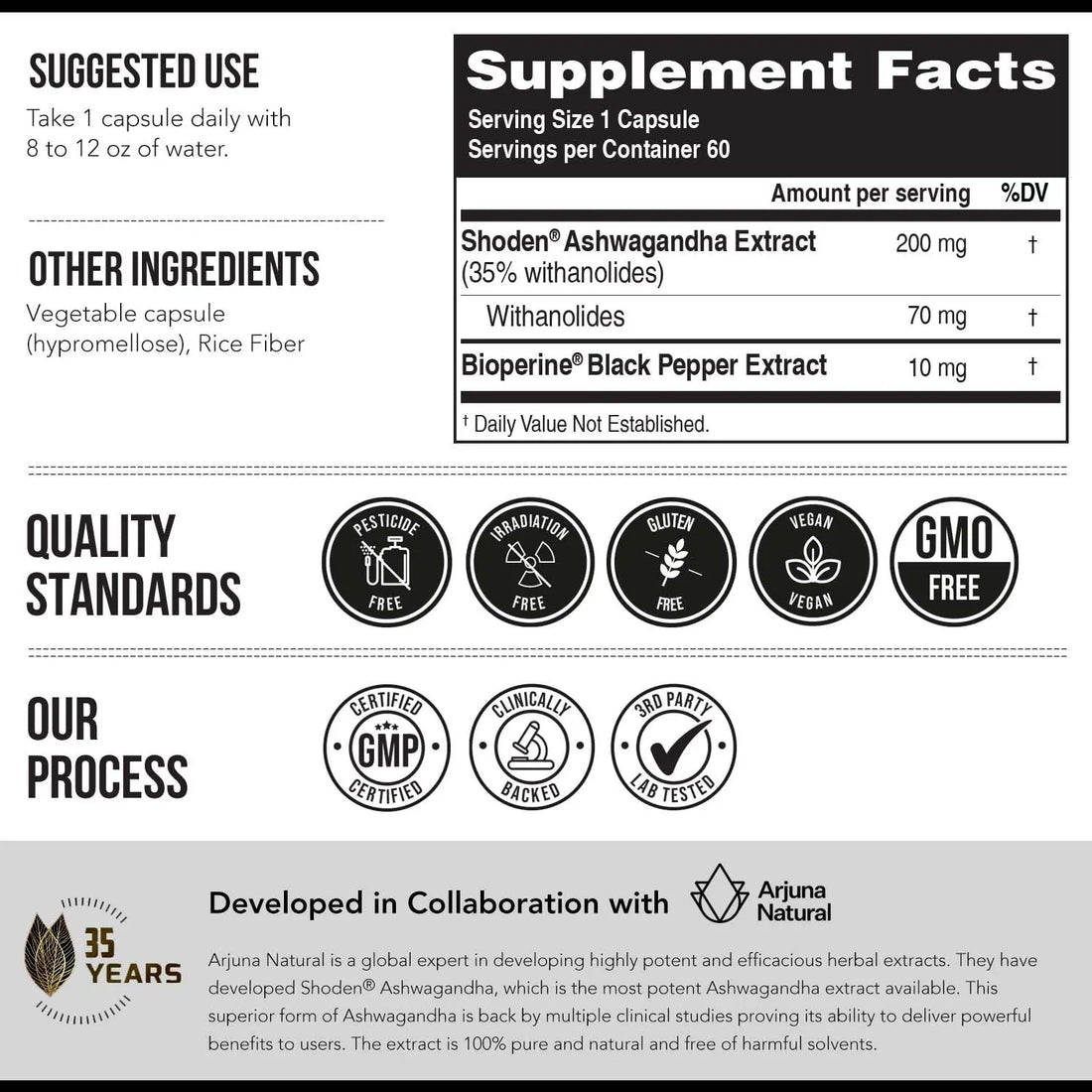Ashwa-70®: Ashwagandha Extract - 35% Withanolides | Max Strength, Highest Withanolide Concentration - Mood & Performance - Enhanced Absorption with BioPerine® Black Pepper (60 Capsules) Triquetra Health uk supplements
