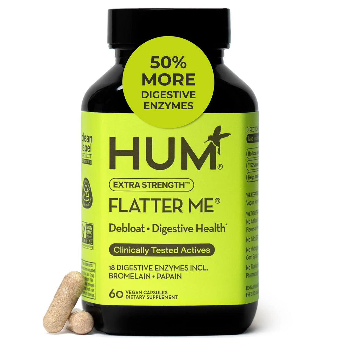 HUM Flatter Me Extra Strength Digestive Enzymes for Women, Men, Digestive Gut Bloating Supplement, Ginger, Peppermint Leaf, Fast Acting Anti Bloat HUM uk supplements