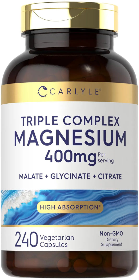 Carlyle Triple Magnesium Complex | 400 mg | 240 Capsules | Magnesium Malate, Glycinate & Citrate | Vegetarian, Non-GMO, and Gluten Free Supplement CarlyleAu supplements