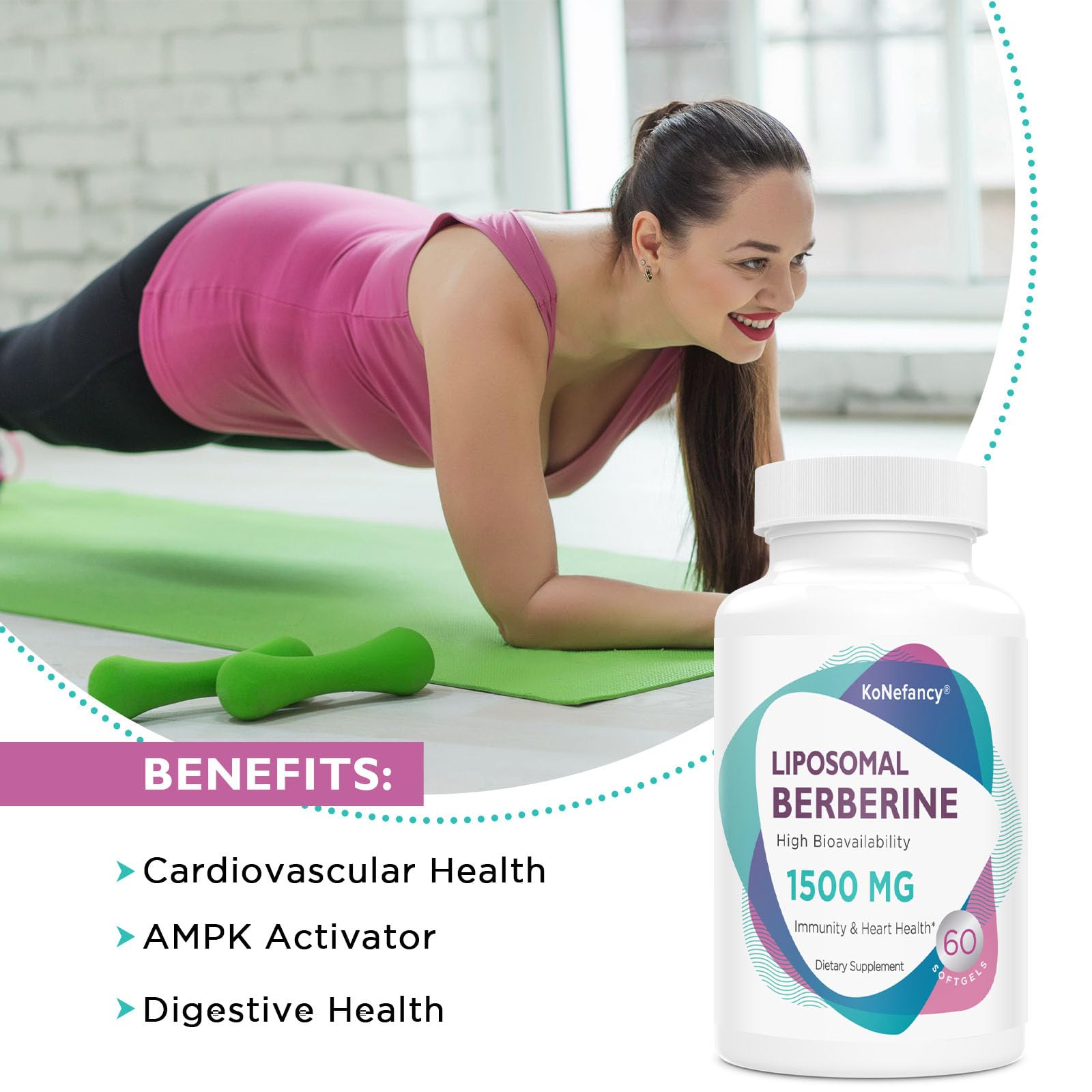 Liposomal Berberine Supplement 1500mg - High Bioavailability Berberine HCL Capsules KoNefancy Au supplements