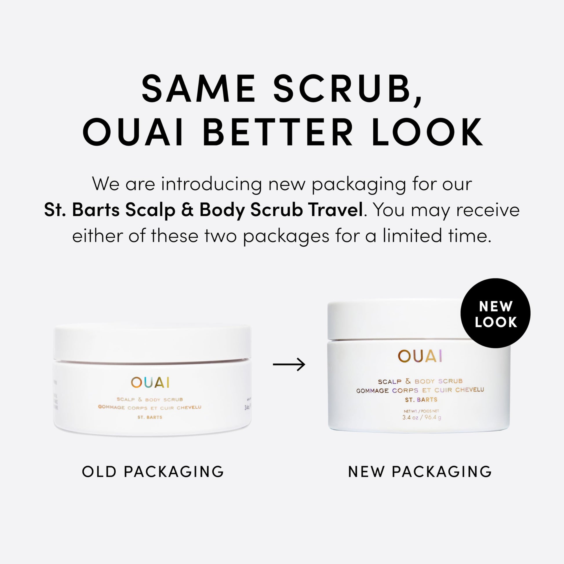 OUAI Scalp & Body Scrub, St. Barts Travel Size - Exfoliating Body Scrub with Sugar & Coconut Oil Blend for Smooth, Moisturized Skin - Gentle Scalp Exfoliator for Removing Product Build Up (3.4 oz) OUAI Au supplements