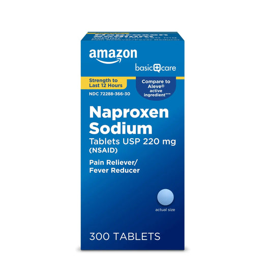 Amazon Basic Care Naproxen Sodium Tablets 220 mg, Pain Reliever/Fever Reducer (NSAID), 12-Hour Relief for Headache, Backache, Menstrual Pain, Muscle Aches, Arthritis, 300 Count Amazon Basic CareAu supplements