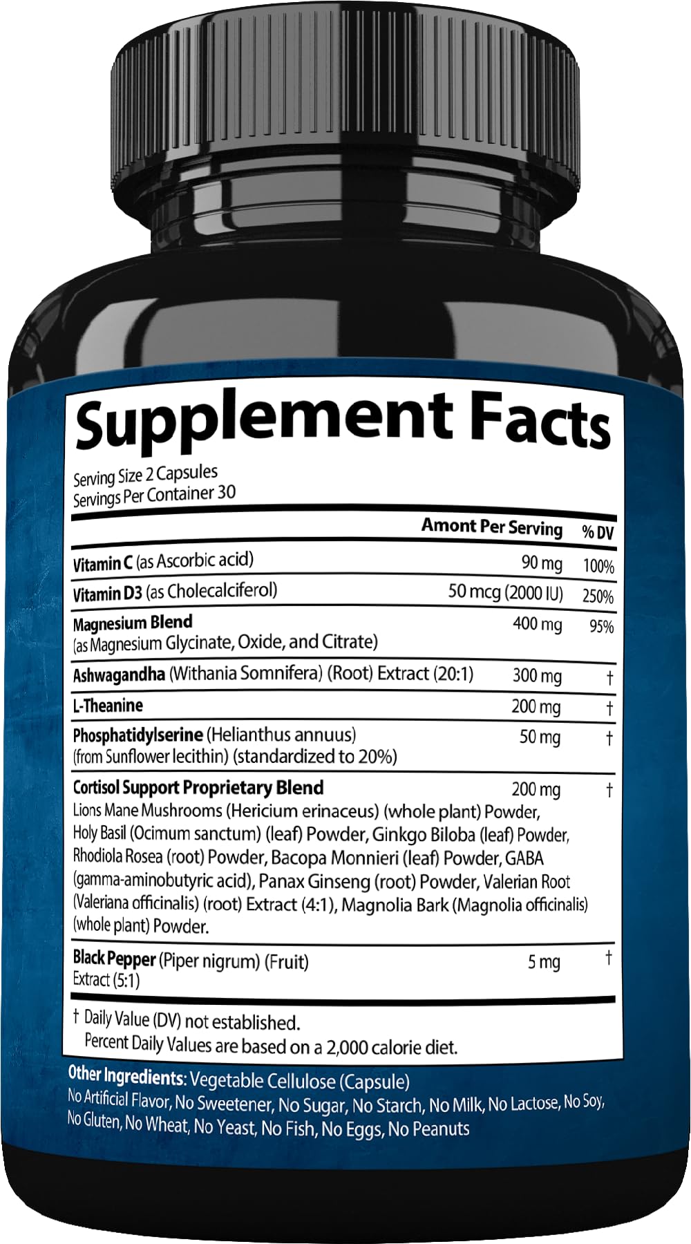 StrongVit Cortisol Supplements for Women and Men with Magnesium, Ashwagandha & L-Theanine. High Cortisol Reducer, Manager, Detox, Lower and Control. Sleep Support & Stress Relief, USA StrongVit Au supplements
