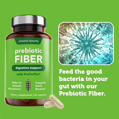 Vitamin Bounty Prebiotic Capsules - PreforPro® Prebiotics Supplement for Women & Men Digestive Health & Advanced Gut Health – No Fiber, No Bloating Vitamin BountyUS supplements