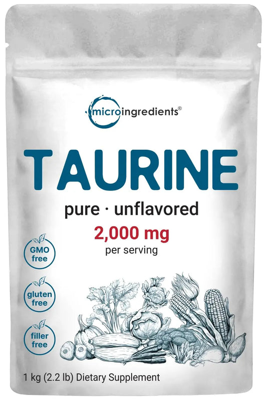 Micro Ingredients Taurine Powder Supplement | 1 KG, 2000mg Per Serving | Unflavored | 100% Pure, Easily Absorbed Free Form | Essential Amino Acids for Exercise, Energy, & Heart Support Micro IngredientsAU supplements