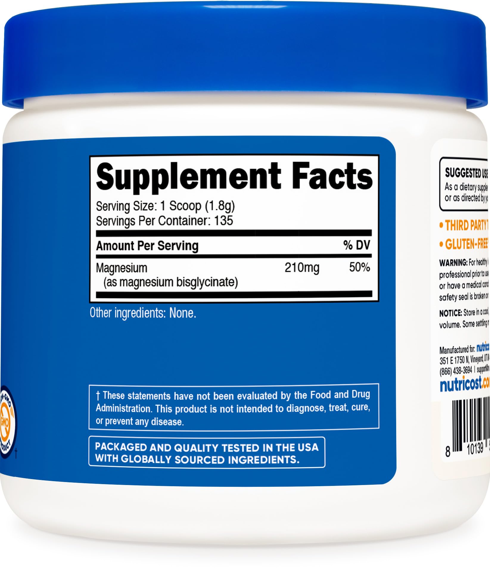Nutricost Magnesium Glycinate Powder (250 Grams) (Unflavored) Nutricost Au supplements