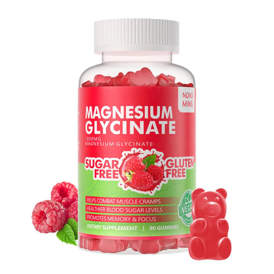 90 CT Magnesium Glycinate Gummies 1000mg - Sugar Free Magnesium Potassium Supplement with Vitamin D, B6, CoQ10 for Calm Mood & Sleep Support novominsAU supplements