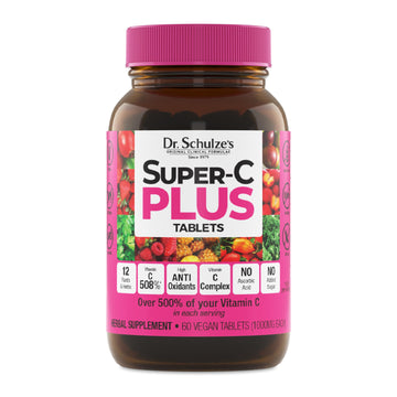 Dr. Schulze's Super-C Plus - Vitamin C Supplement for Immune Support - Skin Health & Antioxidant Support - High-Potency Formula - Plant-Based Superfood - Gluten-Free & Vegan - 60 Count (20 Servings) Dr. Schulze's Au supplements