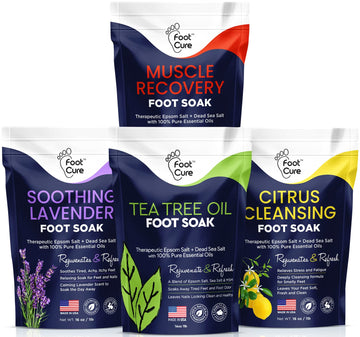 Foot Soak with Epsom Salts- Variety Pack of 4- Tea Tree Oil, Muscle Relief, Calming FOOT CURE Au supplements