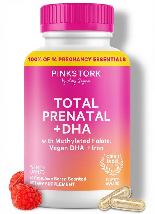 Pink Stork Total Prenatal Vitamins with DHA, Folate, Iron, Choline, and Vitamin B12 - Prenatals for Women to Support Fetal Development, Pregnancy Essentials Pink StorkUS supplements