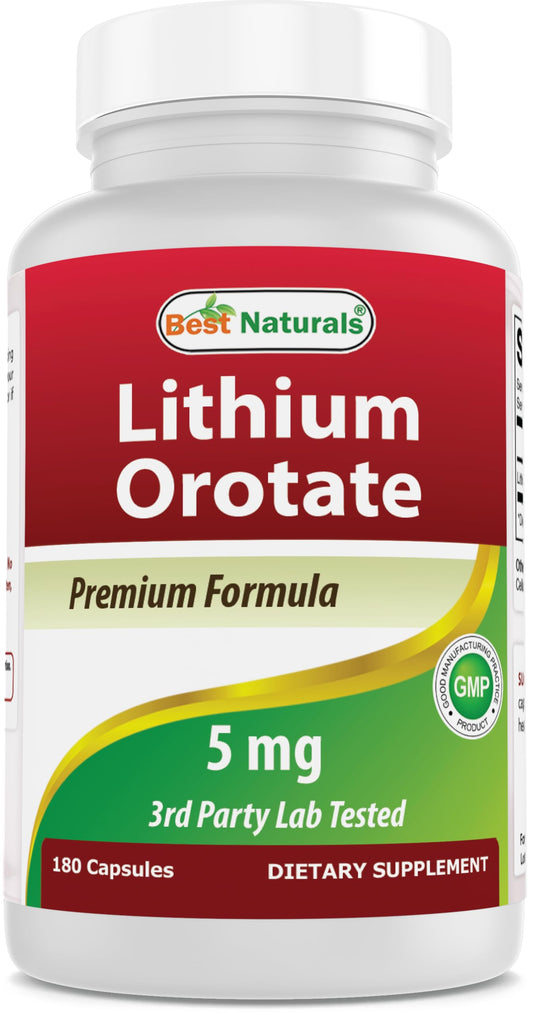Best Naturals Lithium Orotate 5 mg 180 Capsules - Non GMO - Gluten Free Best NaturalsUS supplements