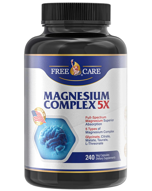 820mg Magnesium Complex 240 Veggie Capsules,for Women & Men with Magnesium Glycinate,Citrate, Malate,Taurate & L-Threonate for Sleep, Mood, Muscle Relaxation & Nerve Function Vegan Friendly, Non-GMO FreeCareAu supplements