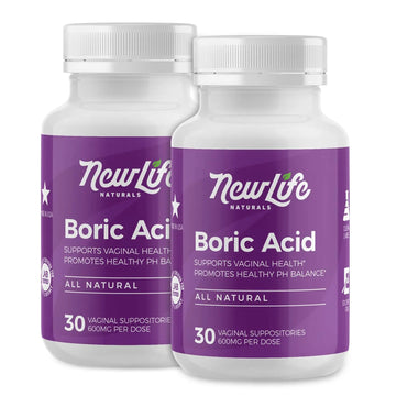NewLife Naturals Boric Acid Suppositories for Women - 600mg | pH Balance Pills | Feminine Care | 2 Pack (60 Capsules) | Made in USA NewLife Naturals Au supplements