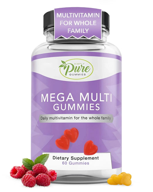 Pure By Nature Mega Multi Gummies, Multivitamin Gummies for Women & Men, Kids Multivitamin Gummies with A, D2, C, E, K, Biotin Pure By NatureAU supplements
