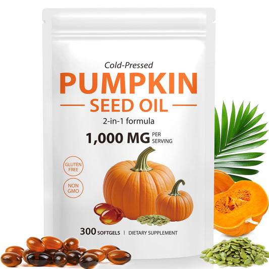 Pumpkin Seed Oil with Saw Palmetto, 1000mg per Serving, 300 Softgels – Cold Pressed Pumpkin Seed Oil Capsules for Hair, Prostate, Urinary & Bladder Health flastureUS supplements